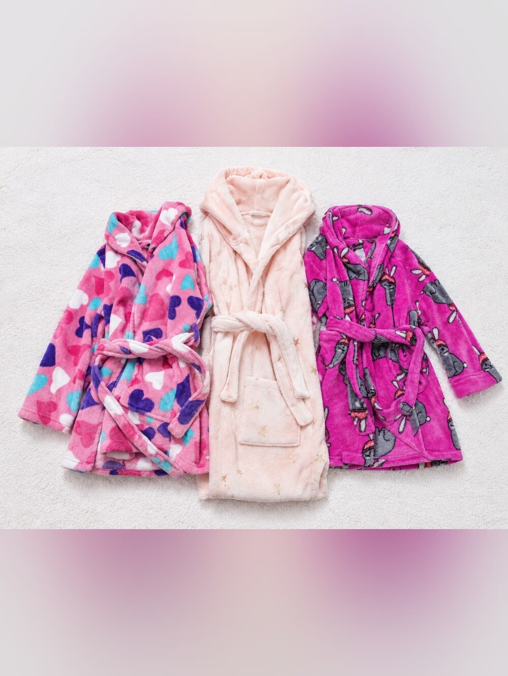 Girls’ Bathrobe Set – 3 Robes – Size 4/5T
